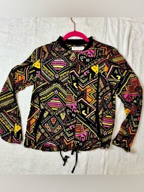 H&M x Coachella Womens Geometric Aztec Print Multicolor Bomber Jacket XS